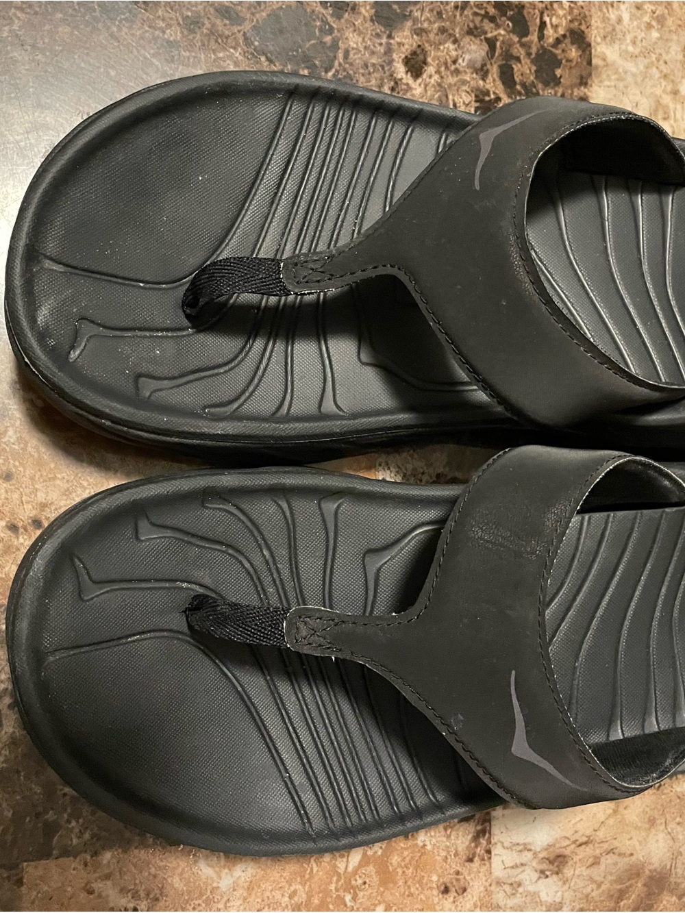 Womens Black Hoka Flip-Flops with Cushioned Contour Footbed